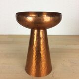 Modernist Scandinavian candle holder in hammered copper