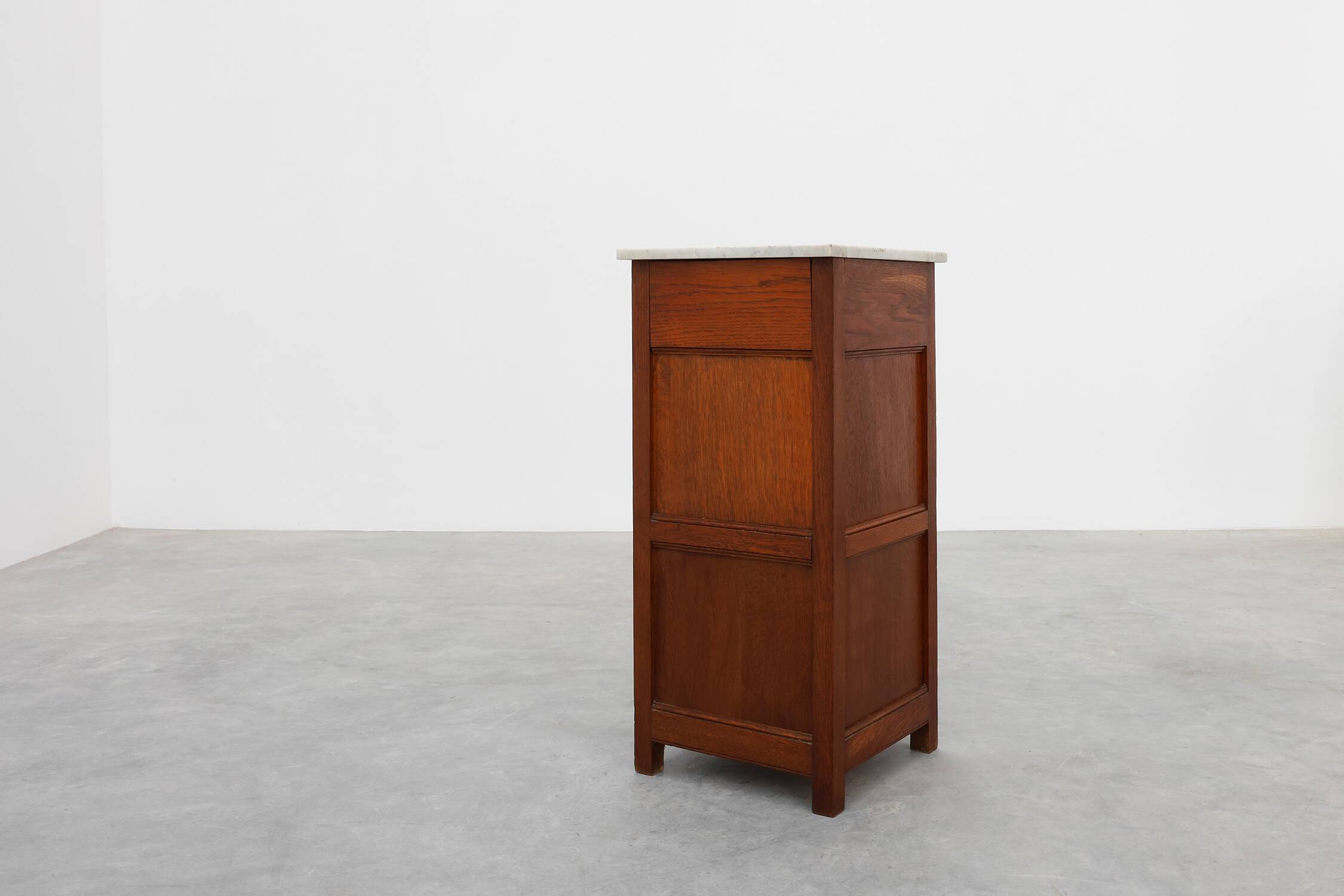 French Art Deco Wood & Grey Marble Top Nightstand, 1920s