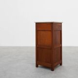 French Art Deco Wood & Grey Marble Top Nightstand, 1920s