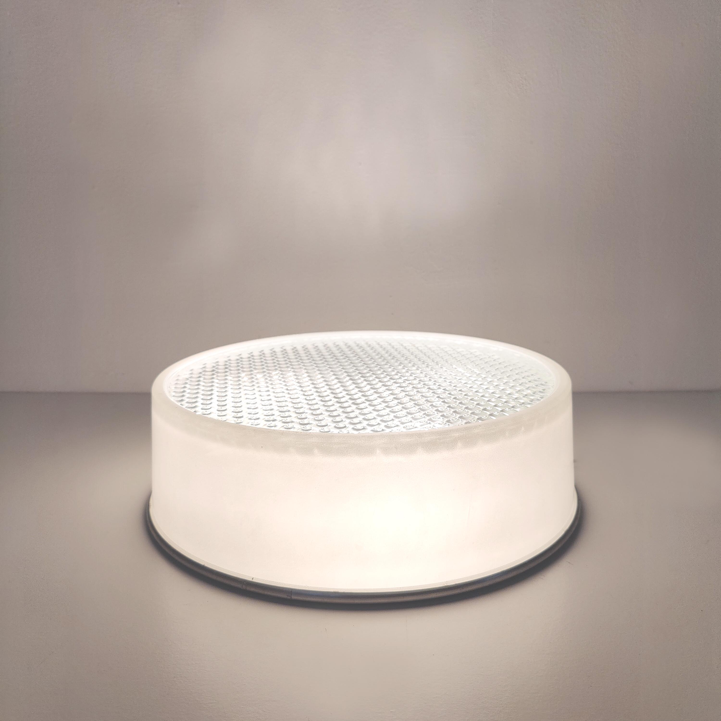 Ceiling lamp or wall lamp Holophane white opaline glass 1970 diameter 35cm