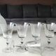 Set of 8 glasses with flared neck, in crystal. With frosted plant decoration. Height 16 cm