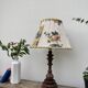 Lampe en bois tourné 70 abat jour fleur vintage