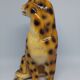 Polychrome terracotta jaguar Vintage 1970s.