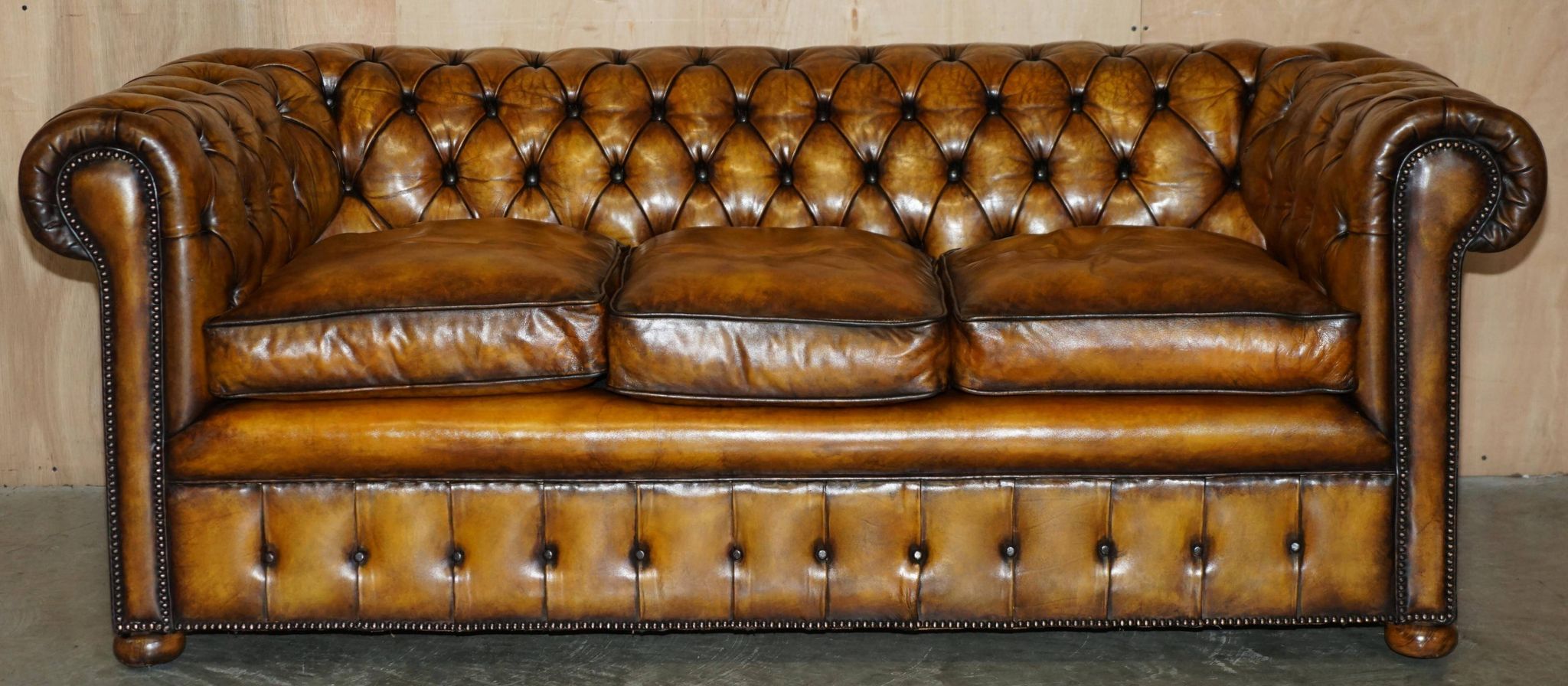 Restored vintage leather Chesterfield sofa