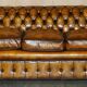 Canapé Chesterfield vintage cuir restauré