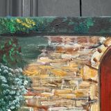 Oil on canvas by Claude Claveau wall with red door 20th century