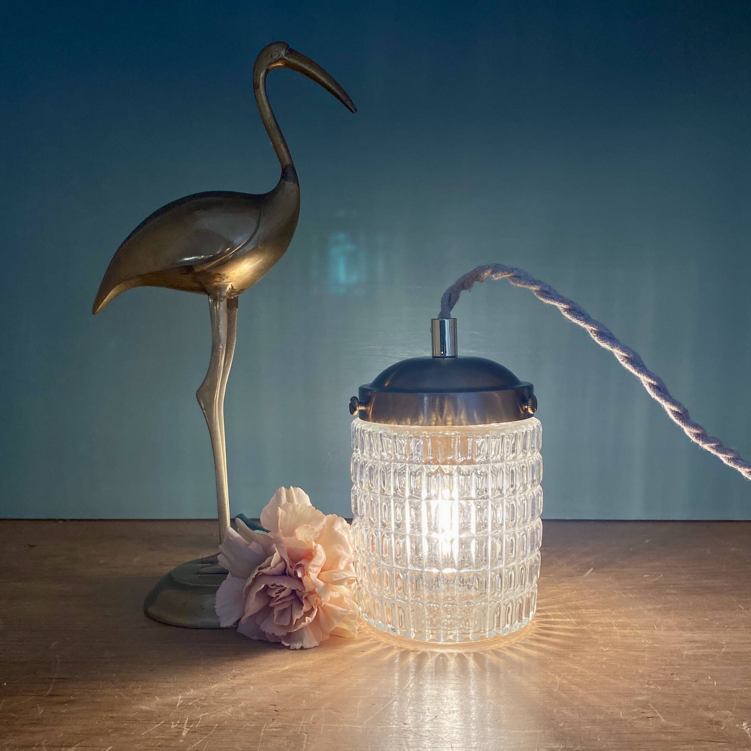 Vintage glass globe portable lamp or table lamp