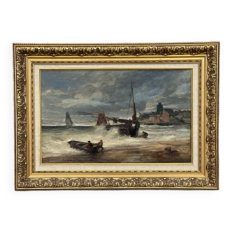 Alfred Ponroy (1823-1876) Huile sur toile Marine