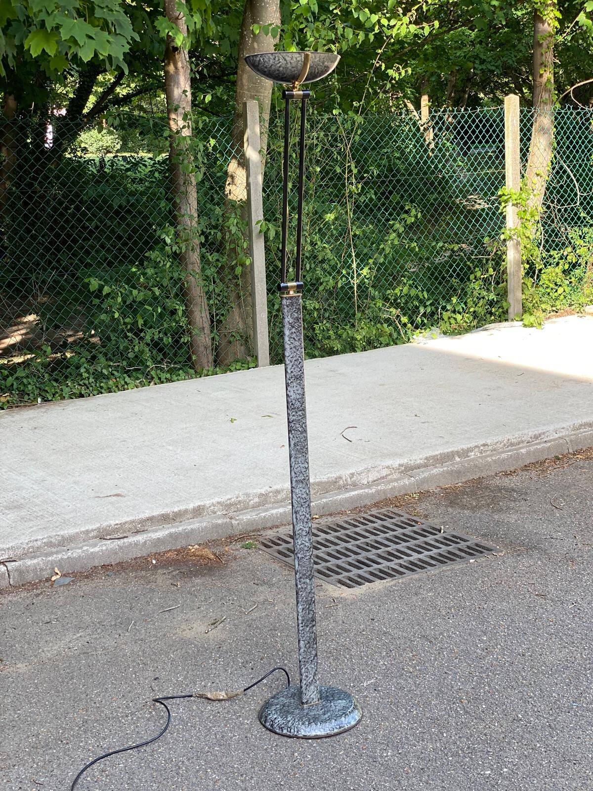 Lampadaire italien vintage effet marbre gris
