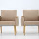 Pair of minimalist mid-century armchairs, czechoslovakia