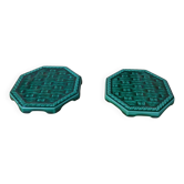Paire de dessous de bouteilles barbotine Digoin Sarreguemines