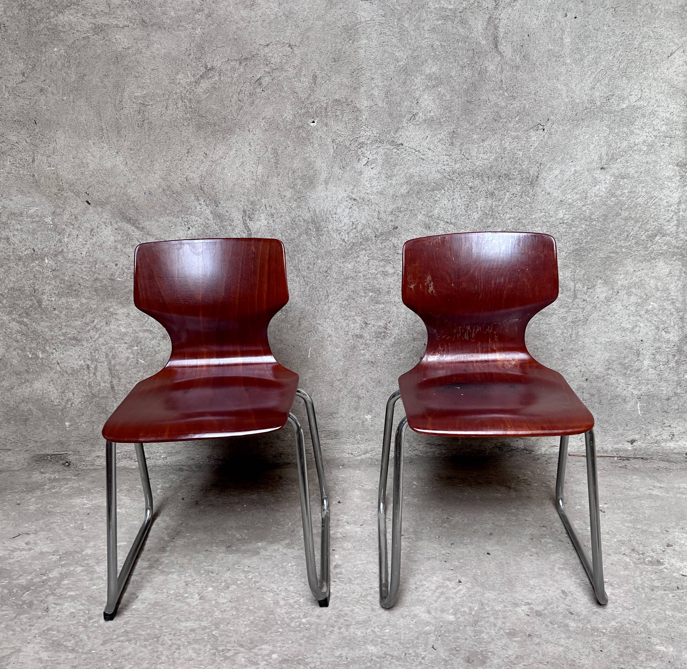 pair of vintage Flötotto chairs in pagwood 1970