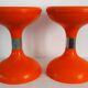 2 orange diabolo stools from the 70s