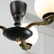 Lustre Art Déco en laiton et opaline, 1930