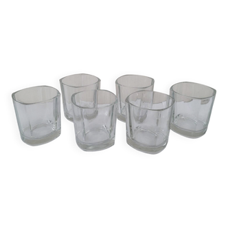 Set of 6 vintage faceted whisky glasses from the 70s-80s