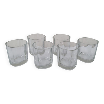 Set of 6 vintage faceted whisky glasses from the 70s-80s
