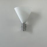 Vintage chrome and sandblasted glass wall lamp, Italy, 1990