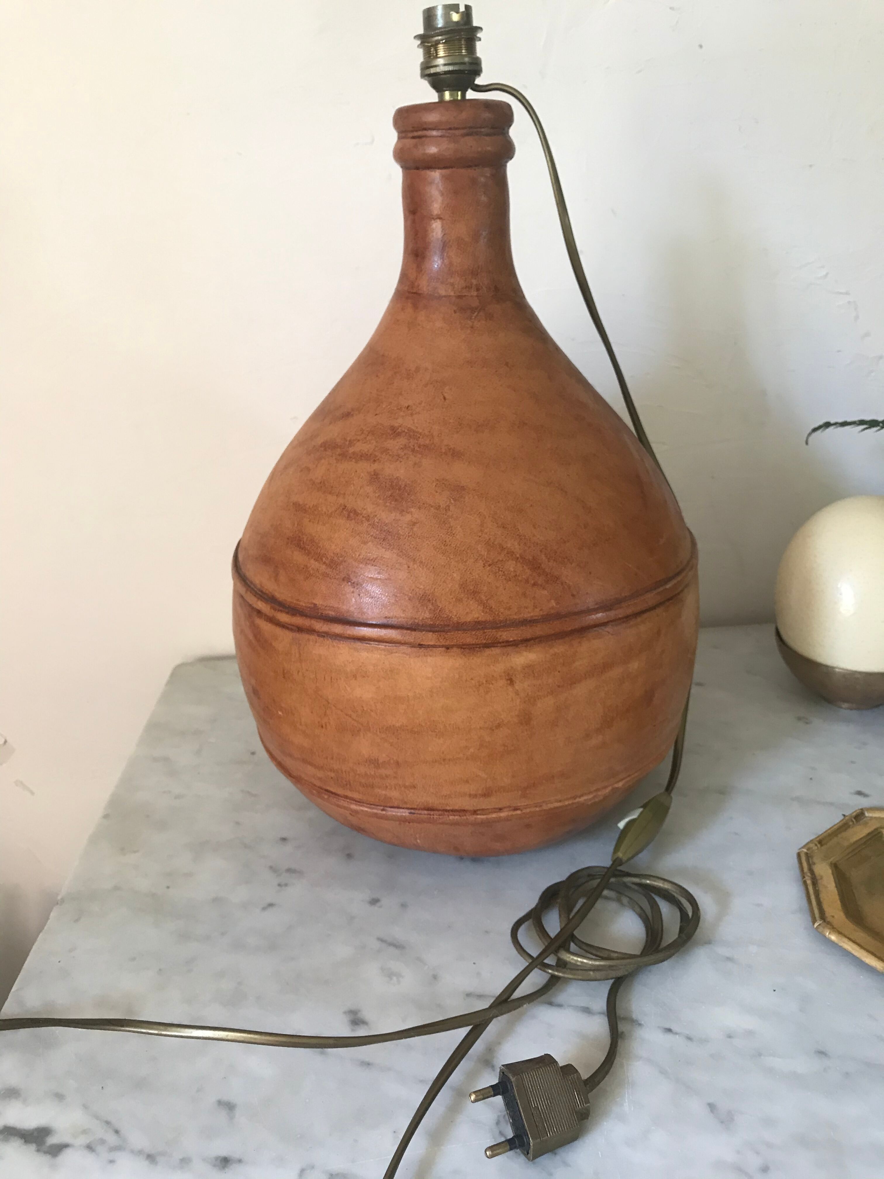 Vintage leather lamp 40 cm