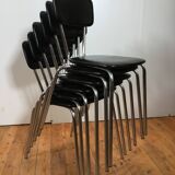 vintage chromed tubular steel stackable dining chairs