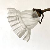 Applique ancienne col de cygne verre dépoli et porcelaine