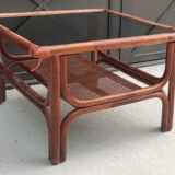Vintage coffee table bamboo and rattan