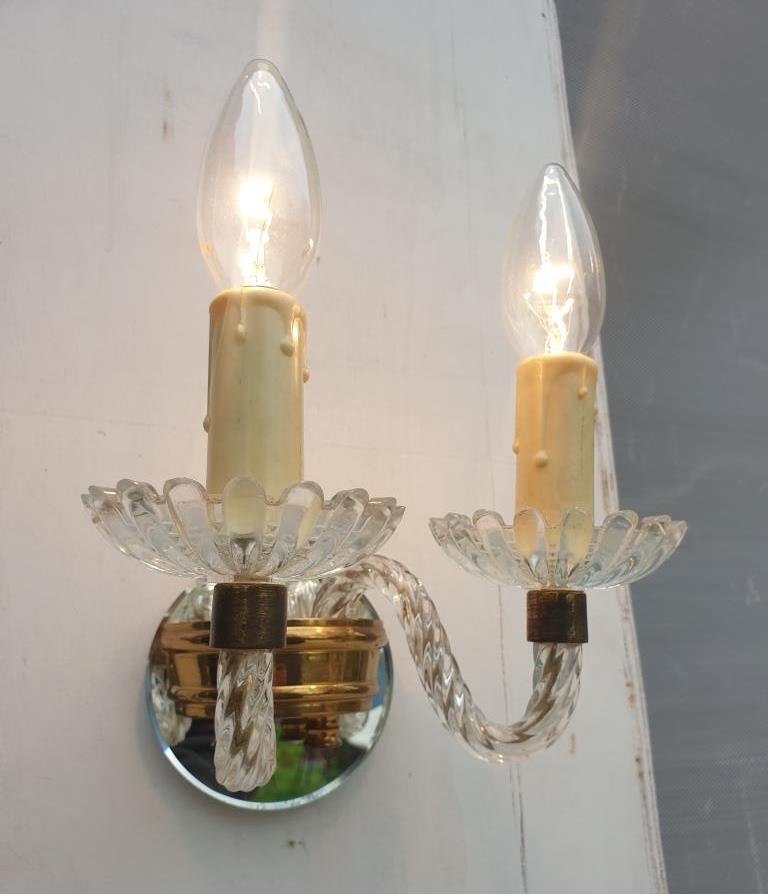 Applique 2 bras verre Murano vintage 1950