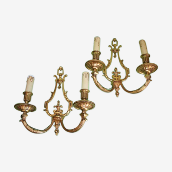 Paire d'appliques en bronze deux bras Lucien Gau