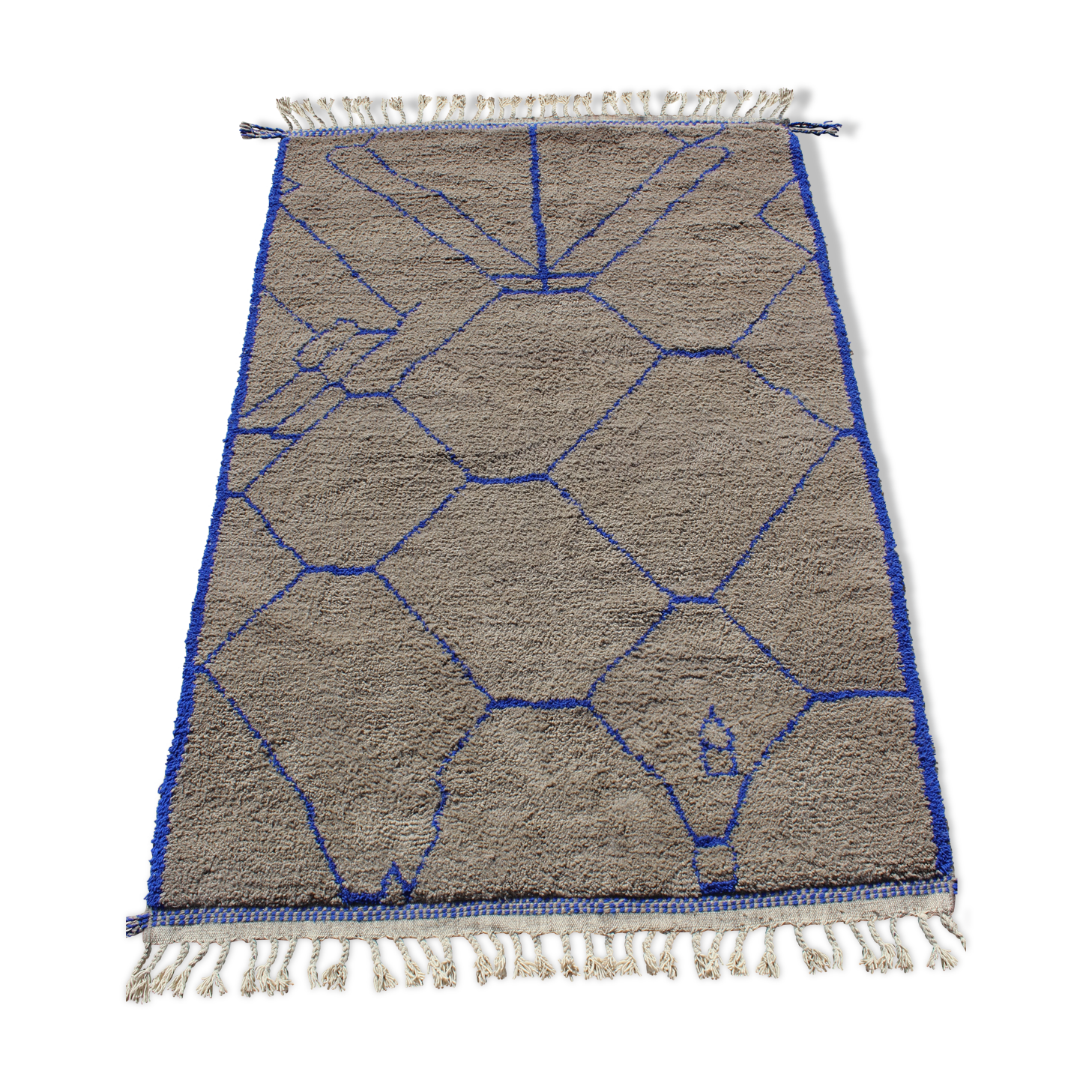Berber carpet taupe and majorelle blue 200x308cm