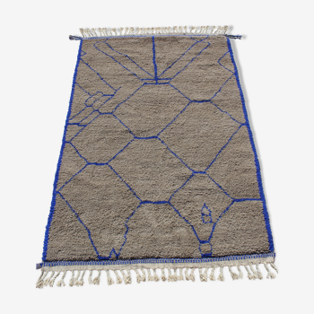 Berber carpet taupe and majorelle blue 200x308cm