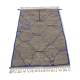 Tapis berbère taupe et bleu majorelle 200x308cm