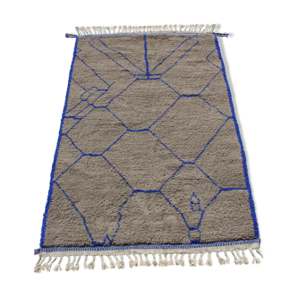 Berber carpet taupe and majorelle blue 200x308cm