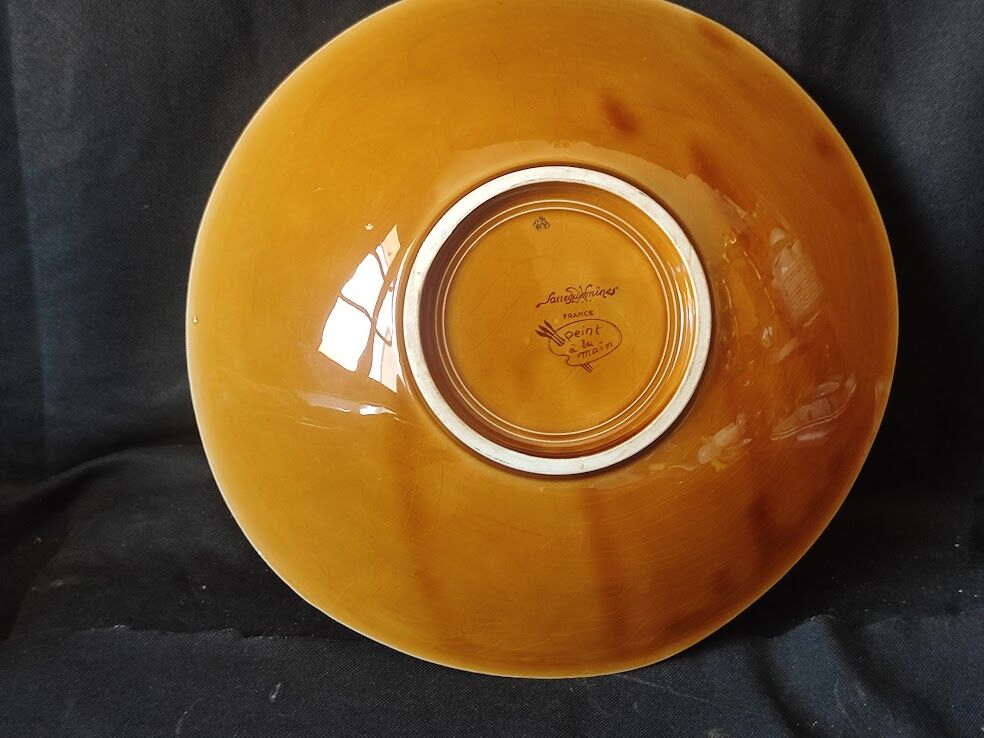 1960/70 shallow plate fruits / hand-painted / Sarreguemines /