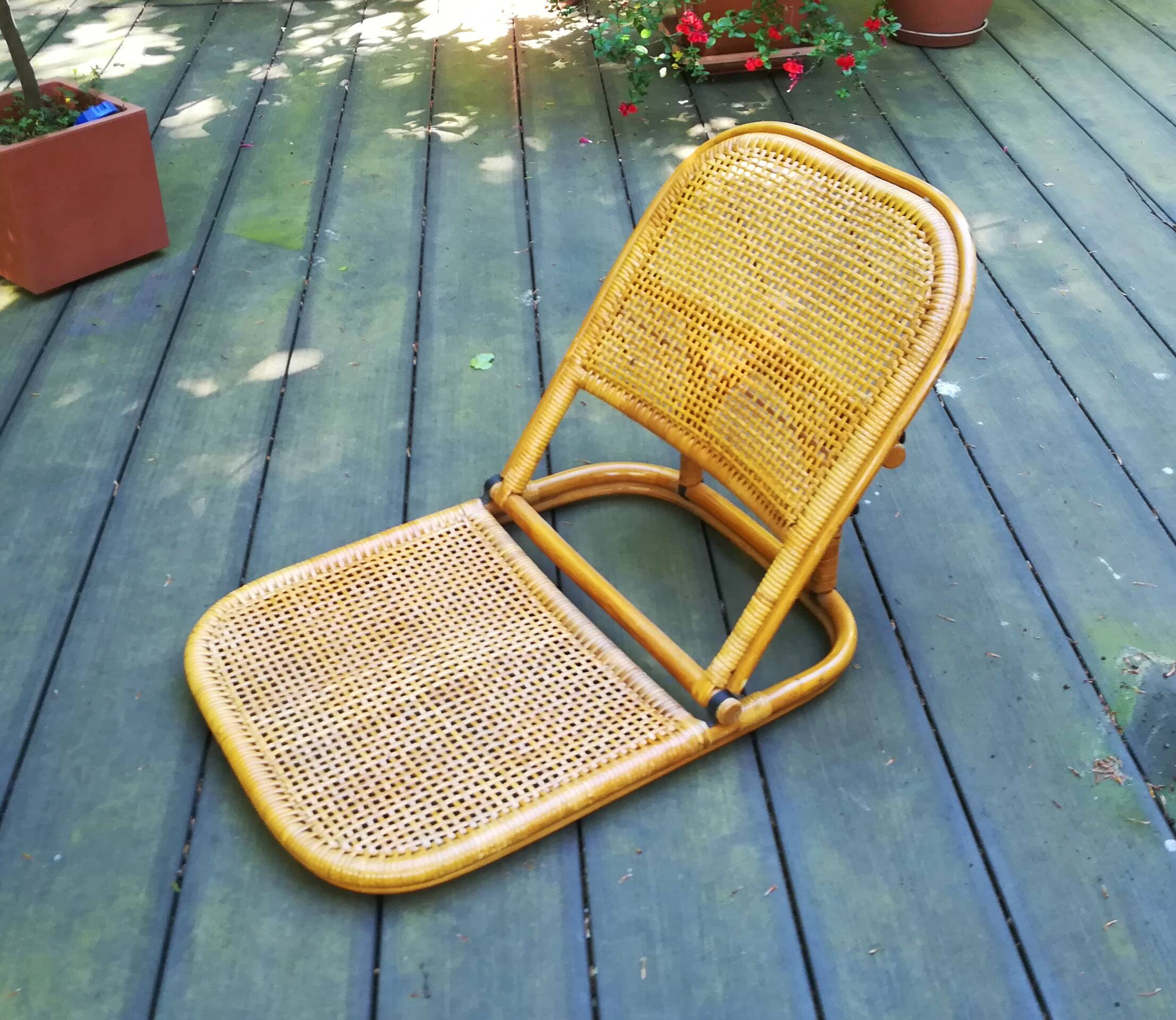 Folding rattan beach chair, USA, 1960s