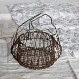 Vintage foldable metal basket in the shape of a flower