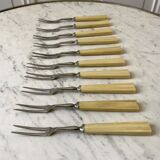 Set of 10 dessert forks in Bakelite 60s-70s