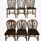 Set of 6 Windsor chairs with lyre back in solid oak, mid-century, 1960s.