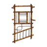 Tiger bamboo wall coat holder with bevelled mirror, 4 patères