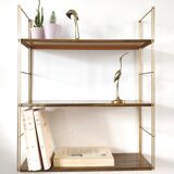 Brown metal string shelf and gilded studs 1960