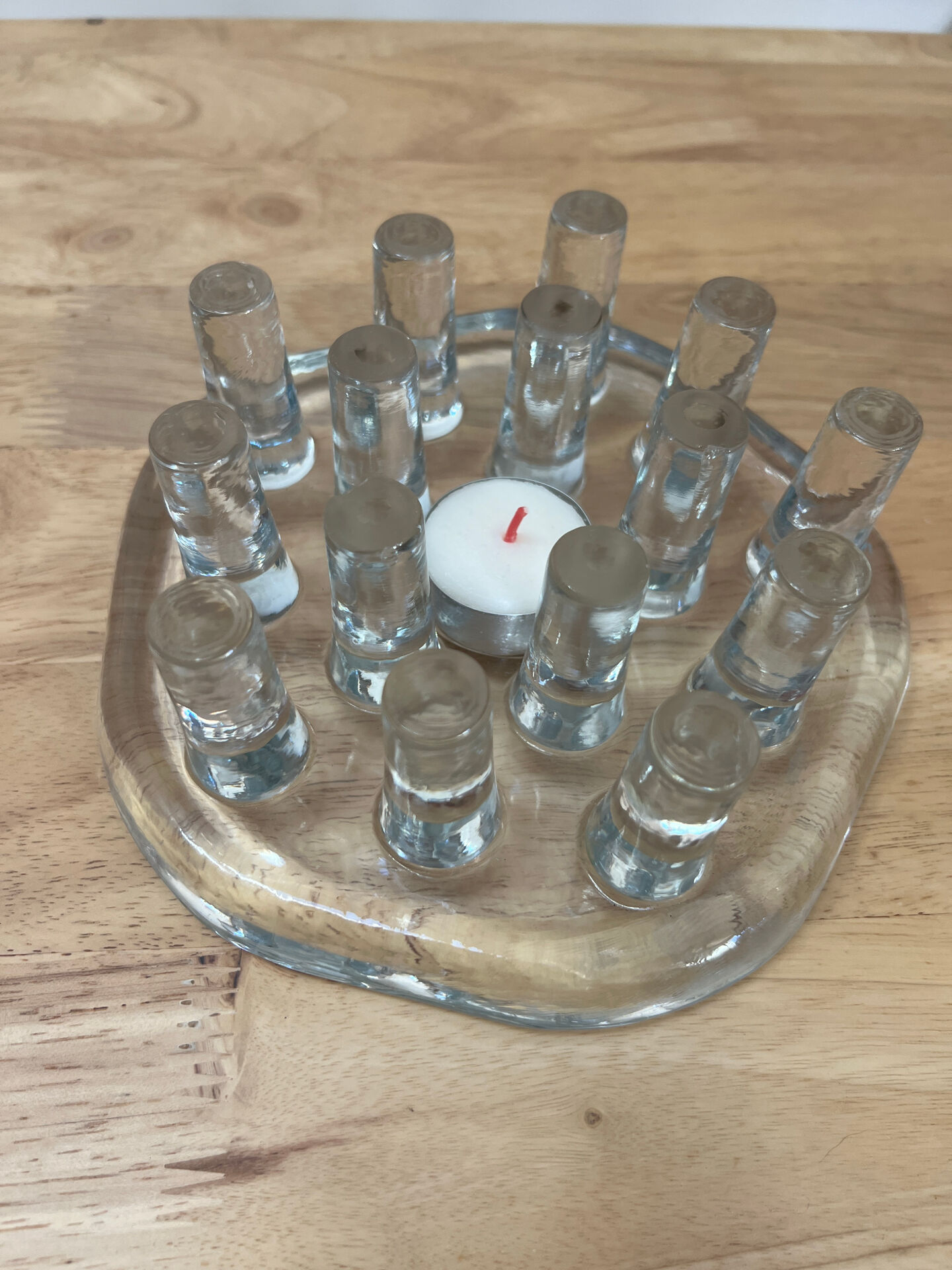 Glass tea warmer and candle holder - Georgshütte style