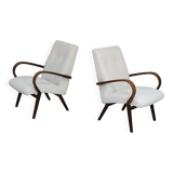 Pair of Jaroslav Smidek armchairs for Ton Bystrice restored in white buckle 1960