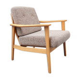 Fauteuil des années 60 en bois et tissu