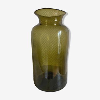 Large green blown glass vase