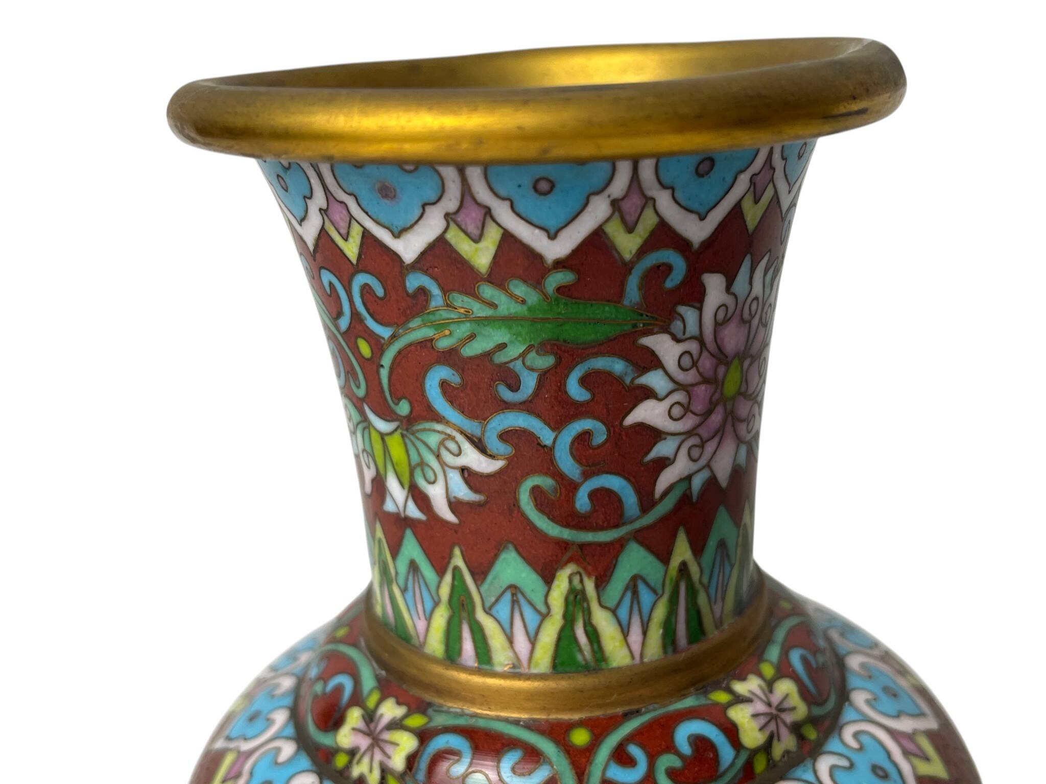 Chine, vase en cloisonné chrysanthèmes début XXème