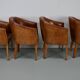 Art deco style dutch cognac leather club chairs, set of four