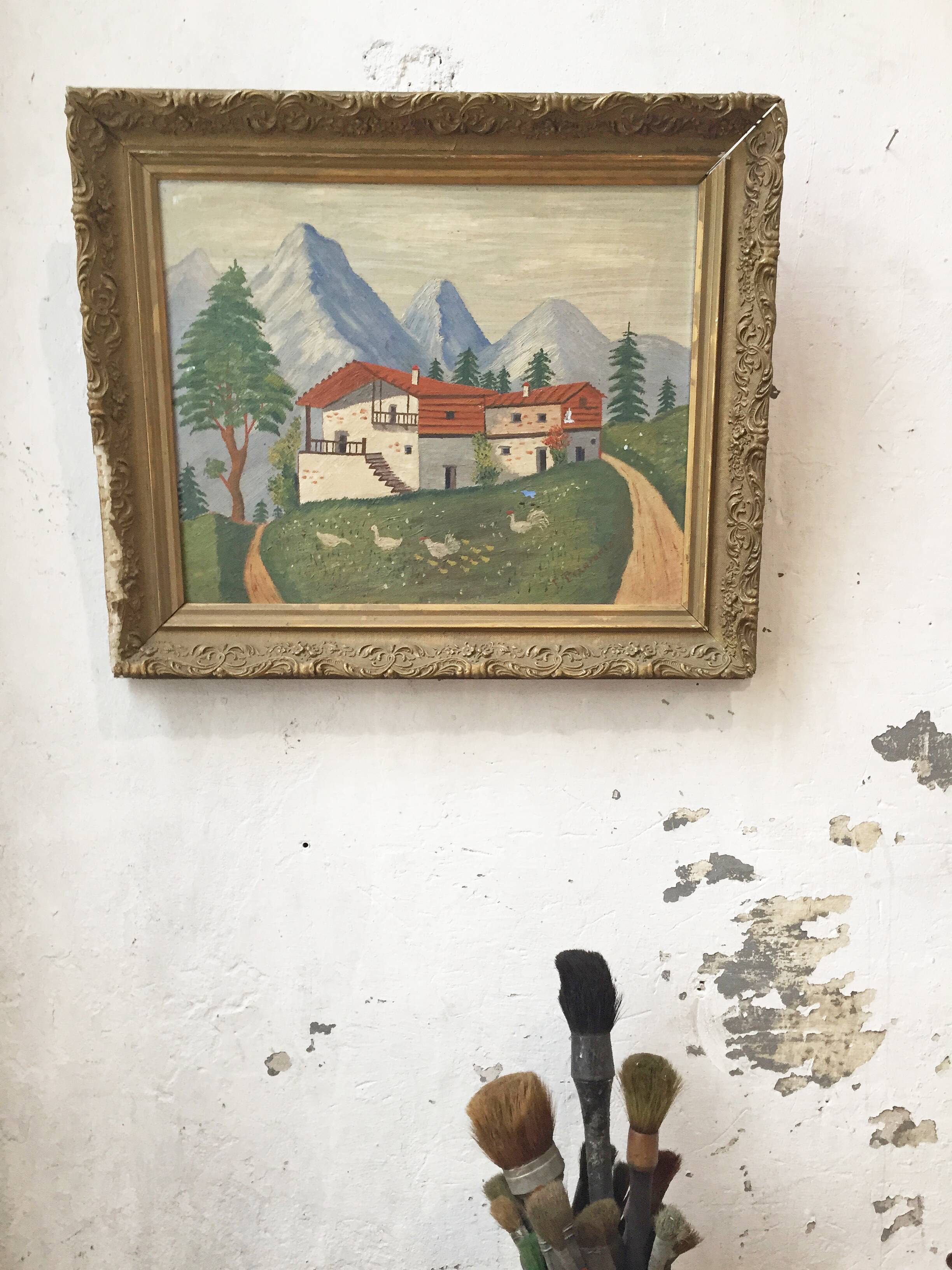 Ancient oil painting landscape