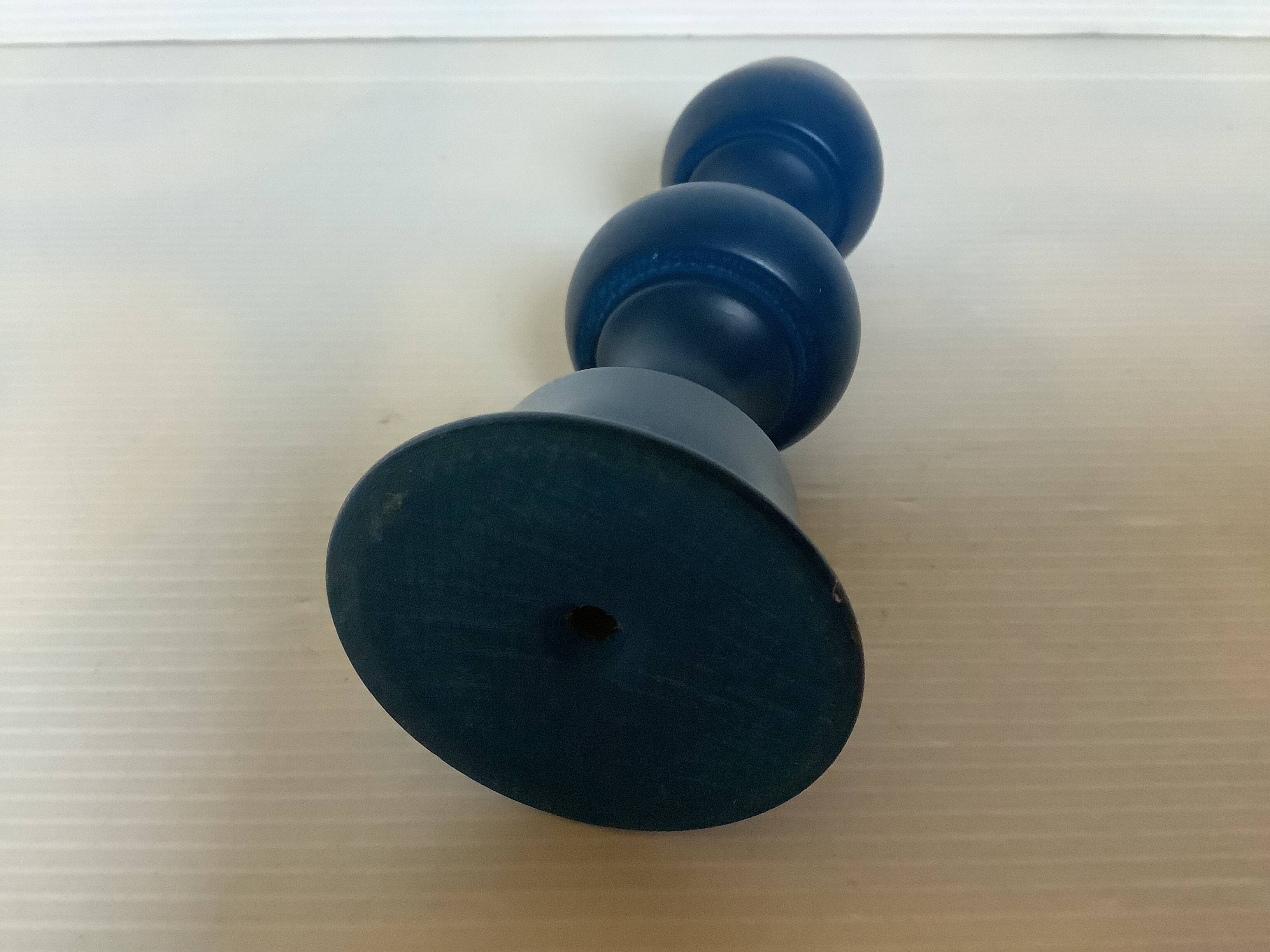 Scandinavian style blue wooden candle holder