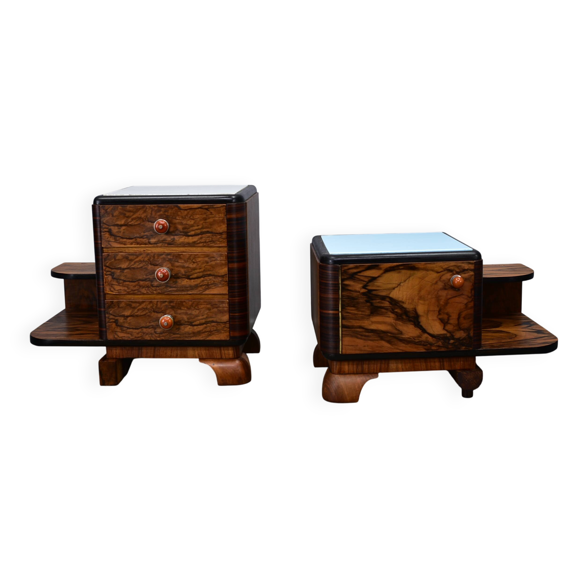 1935s pair of art deco bedside tables, Czechoslovakia