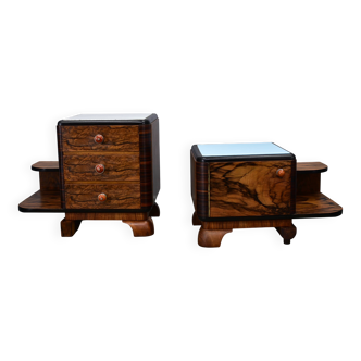 1935s pair of art deco bedside tables, Czechoslovakia