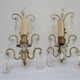 Pair of wall lamps patinated gilded bronze and early twentieth century glass grapevines