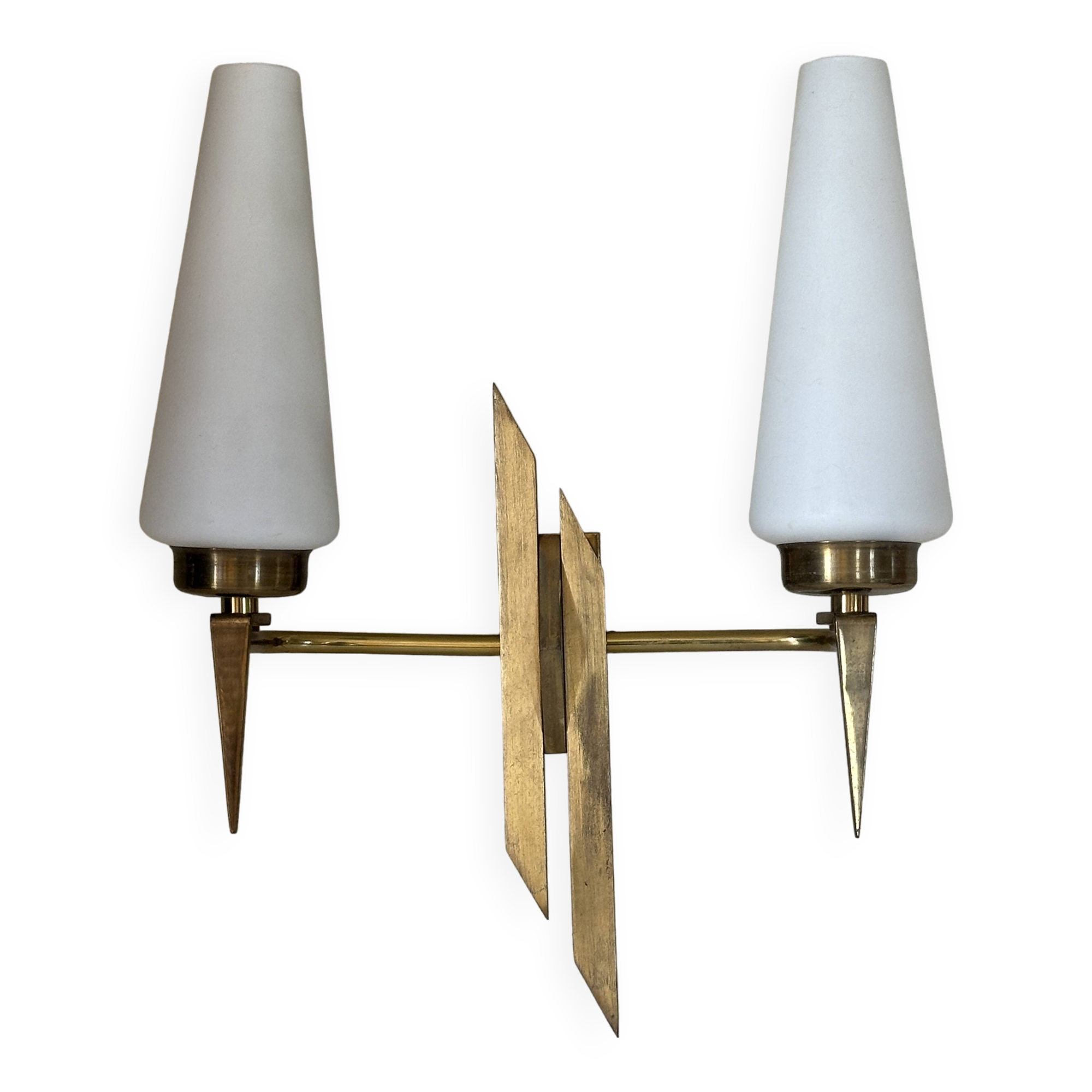 Vintage design solid brass wall light from the 60s